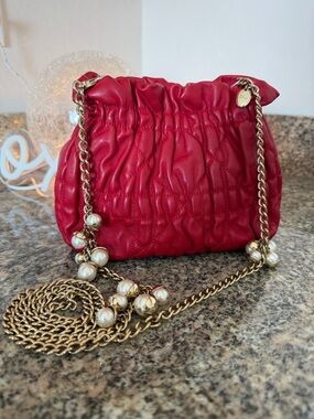 Christian Dior Red Gaufre Cannage Delices Mini Bag
